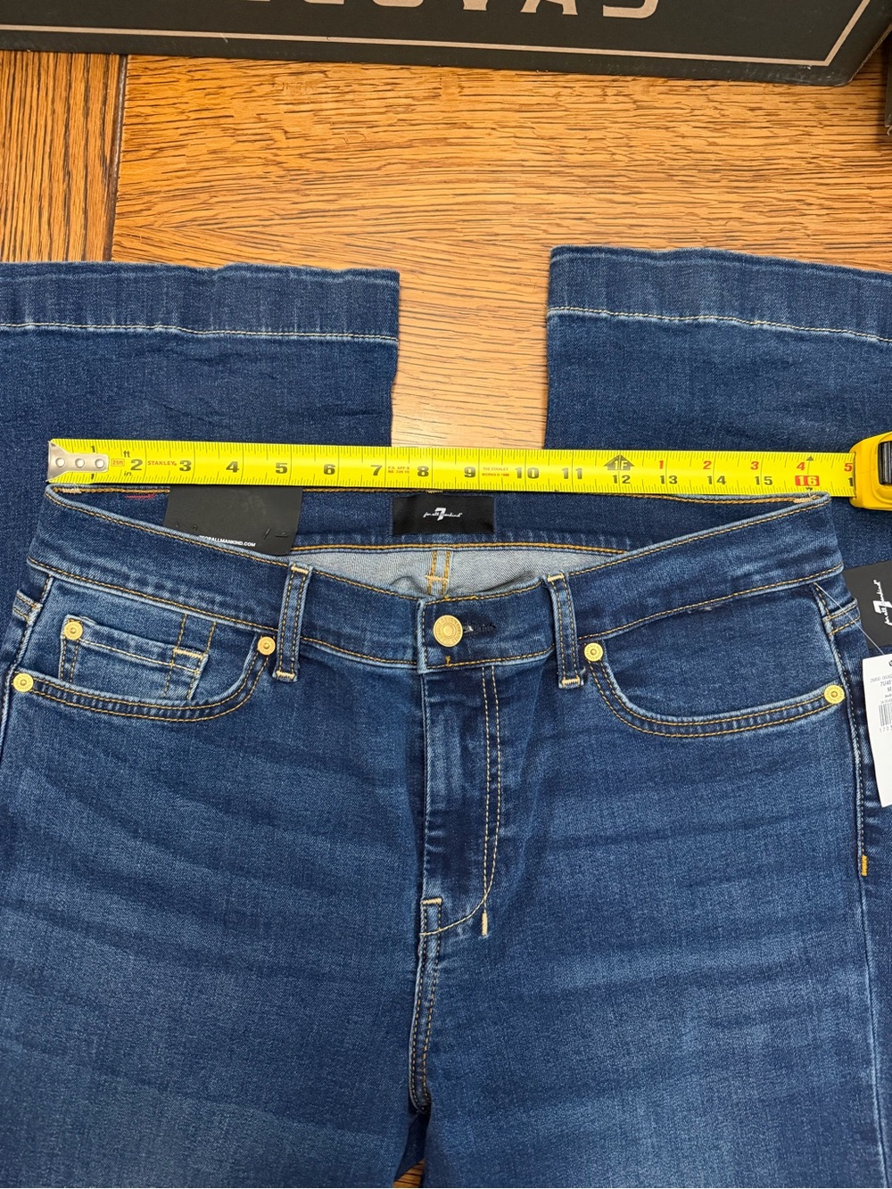 7 For All Mankind Women’s Slim Illusion Dojo Jeans - Dark Blue Denim - Picture 5 of 5